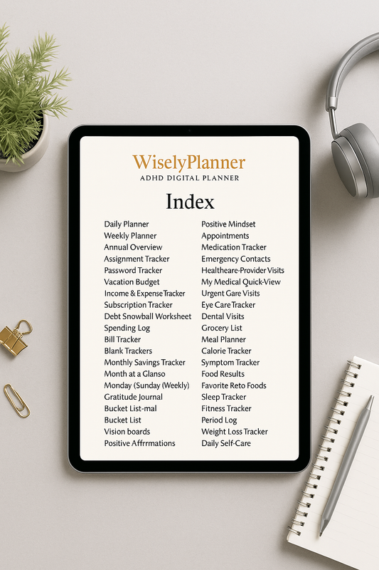 WiselyPlanner™ ADHD Digital Lifestyle Planner